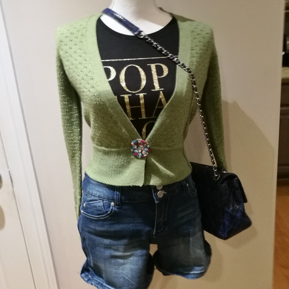 Pringle Green Wool Cardigan Sweater #086